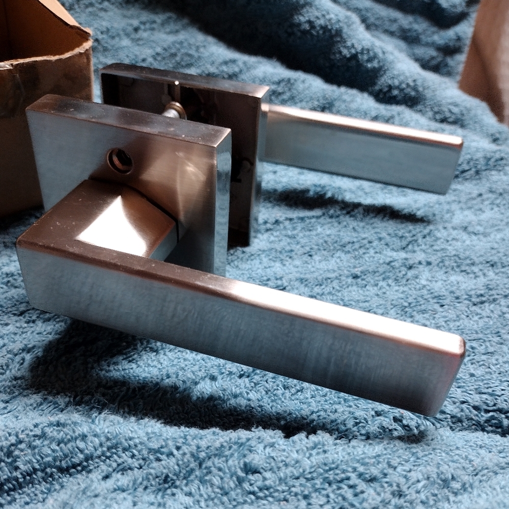 Heavy Duty non-locking interior hall and closet door handles satin nickel finish